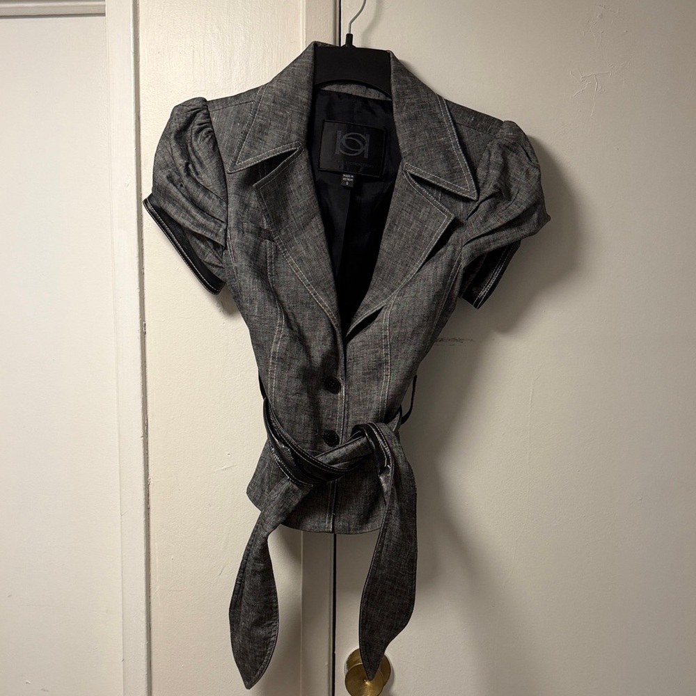 bebe Gray Puff Sleeve Blazer and skirt set